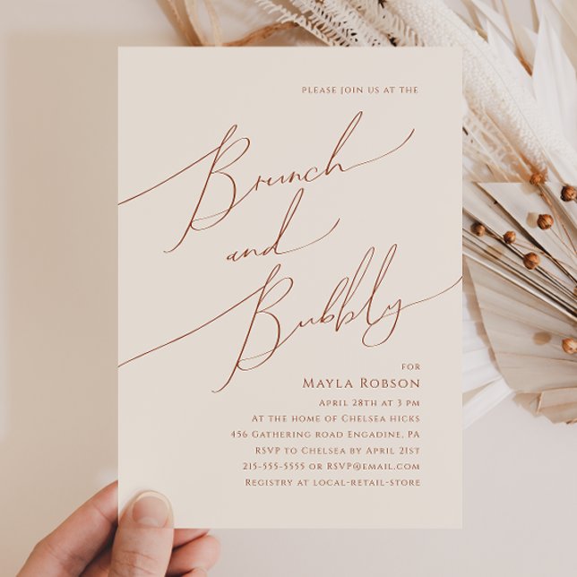 Convite Deserto Whimsic | Beige Brunch e Bubble (Criador carregado)