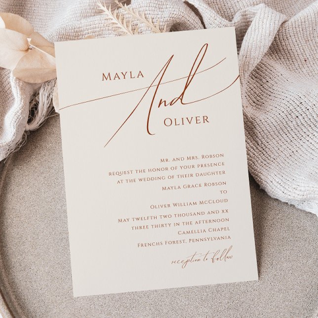 Convite Deserto Whimsic | Casamento tradicional bege (Criador carregado)