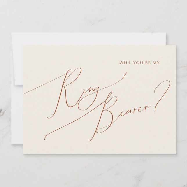 Convite Deserto Whimsic | Placa portadora do anel bege (Frente)