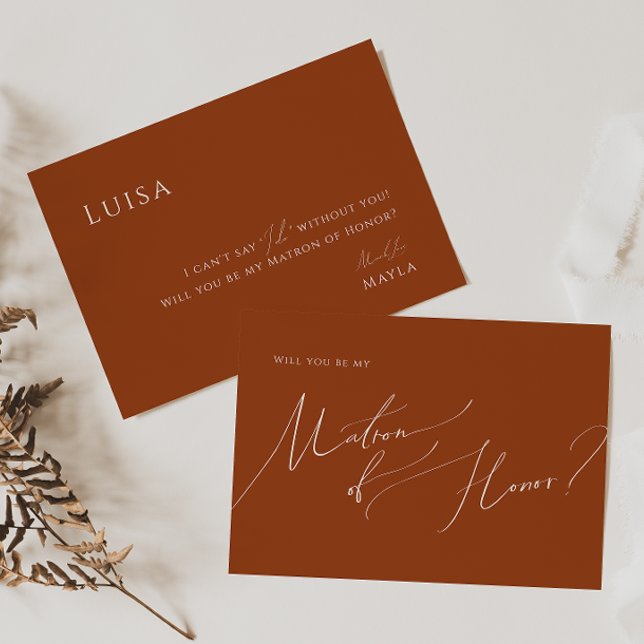 Convite Deserto Whimsic | Terracotta Matron of Honor Card (Criador carregado)