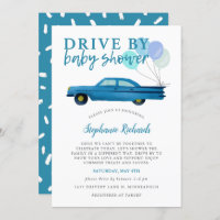 Desfile de carro azul por Chá de fraldas