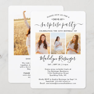 Convite Desfile de Festa de aniversário Surpresa com 4 Fo