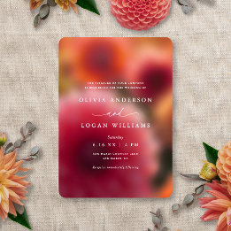 Convite Desfoque Floral Moderno Casamento de Verão e Outon