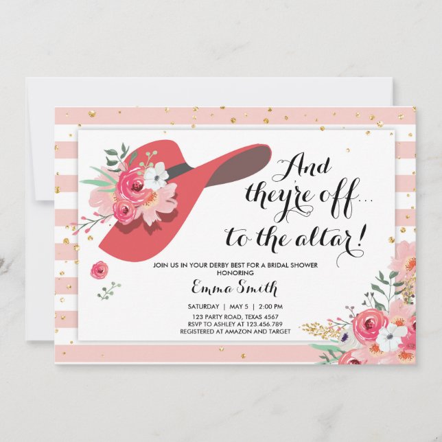 Convite Desgaste de Derby um o chá de panela Dourado (Frente)