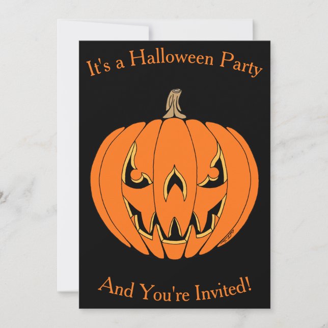 Convite Design Assustador de Jack-o'-Lantern de Halloween (Frente)