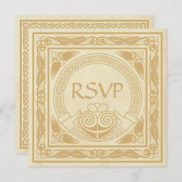 Convite Design Celta com RSVP de Casamento Claddagh