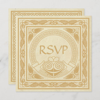 Convite Design Celta com RSVP de Casamento Claddagh