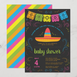 Convite Design colorido do chá de fraldas Fiesta