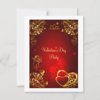 Convite Design de Amor Dourado e Vermelho