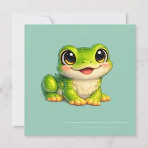 Convite Design de Animal Kawaii de Sapo com Olhos Grandes