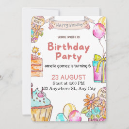 Convite Design de Aniversário Alegre e Divertido