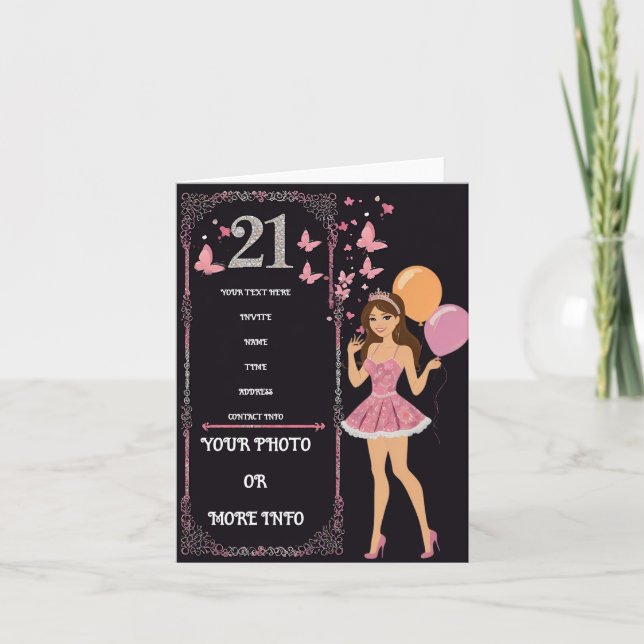 Convite Design de aniversário com opções personalizadas de (Frente)