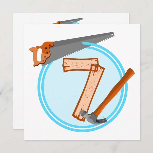 Convite design de aniversário de ferramentas para a constr (Frente/Verso)