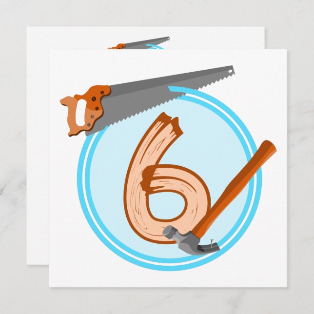 Convite design de aniversário de ferramentas para a constr (Frente/Verso)