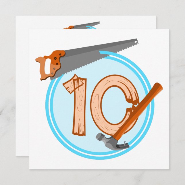 Convite design de aniversário de ferramentas para a constr (Frente/Verso)