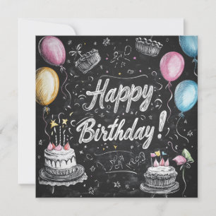 Convite Design de aniversário do estilo Chalkboard