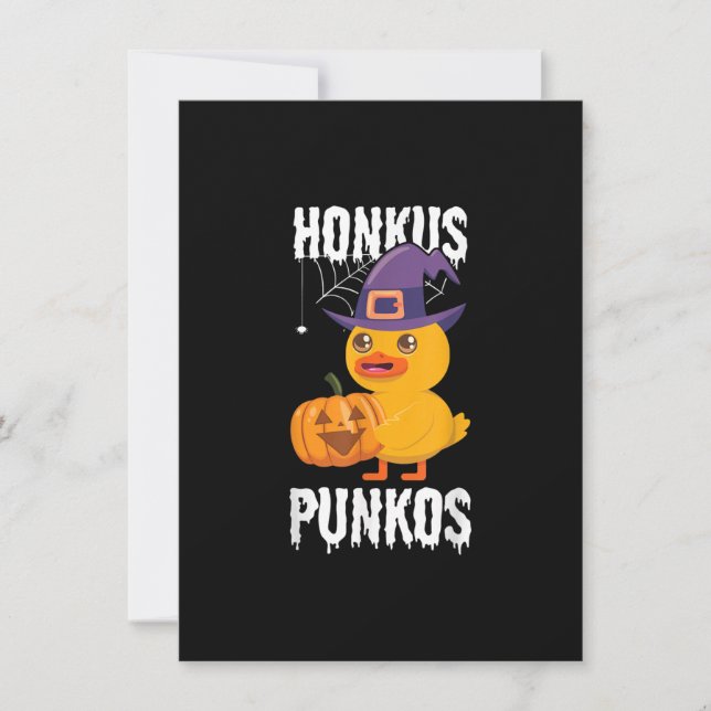 Convite Design de Bruxa de Halloween do Pato Divertido Hon (Frente)