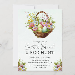 Convite Design de Caça aos Ovos para Brunch de Páscoa com 