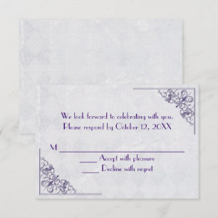 Convite design de canto elegante roxo RSVP