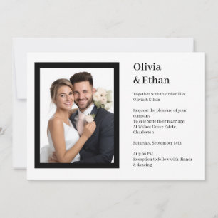 Convite Design de Capa de Casamento em Foto Branco Minimal