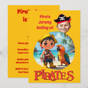 Convite Design de Caricatura Pirata Personalizada com Prai