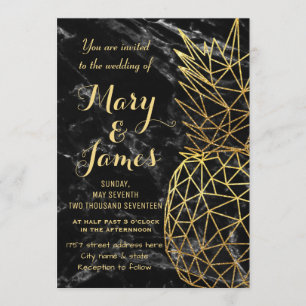 Convite Design de casamento do abacaxi com ouro geométrico