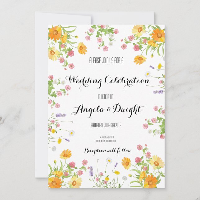 Convite Design de Casamento Floral Rústico Personalizado (Frente)
