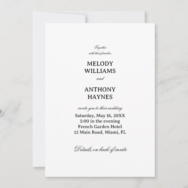Convite Design de Casamento Minimalista Elegante (Frente)