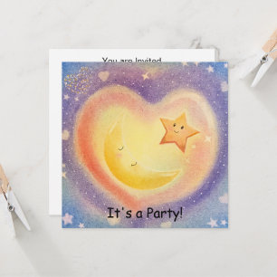 Convite Design de céu sonhador com lua e estrelas em paste