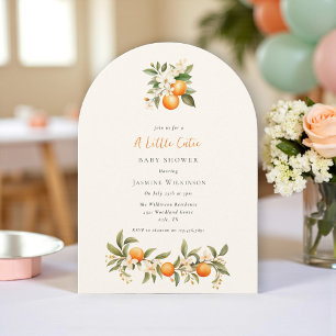 Convite Design de Chá de fraldas do do Flor Laranja Elega