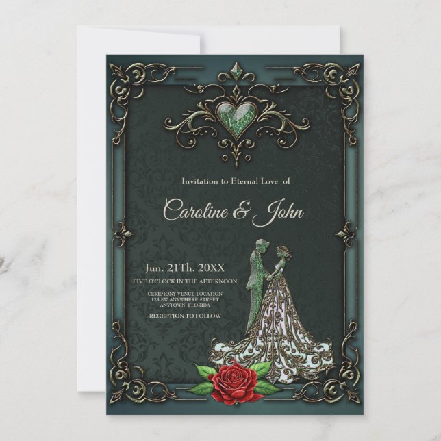 Convite Design de colheita elegante e romântica. (Frente)