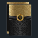 Convite design de Damask no 50º aniversário<br><div class="desc">Convites em uma elegante cor damasco de ouro e preto com ouro metálico escuro e fita de satin preto muito rico. Muito moderno e moderno com uma reviravolta exótica, este versátil, escalável, convite de designer é perfeito para qualquer 50ª ocasião especial - aniversários de marco, aniversários, casamentos, festas de aposentadoria,...</div>