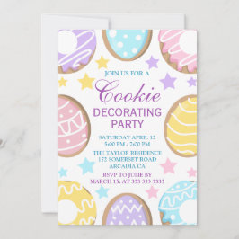 Convite Design de decoração de biscoitos de Páscoa com cor