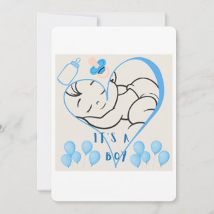 Convite design de “É um Menino” para celebrar a chegada