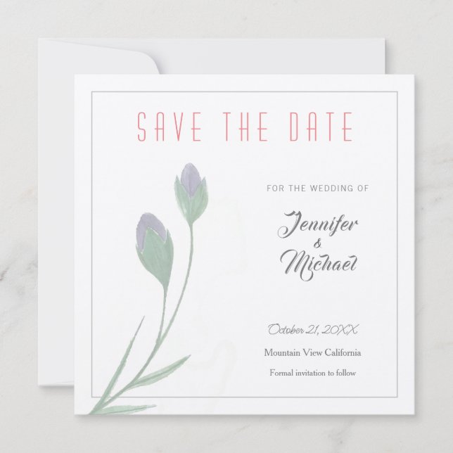 Convite Design de Flor Profissional de Casamento Salve a D (Frente)