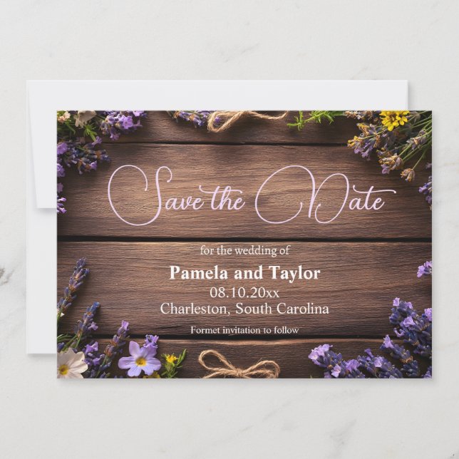 Convite Design de flores, de lavanda e de flores (Frente)