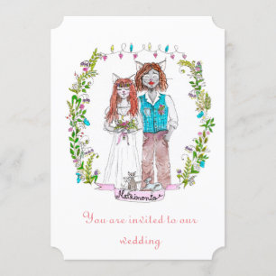 Convite Design de gatos de casamento