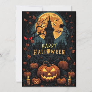 Convite design de halloween feliz
