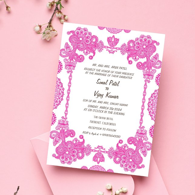 Convite Design de Intrato de Casamento Indiano (Criador carregado)