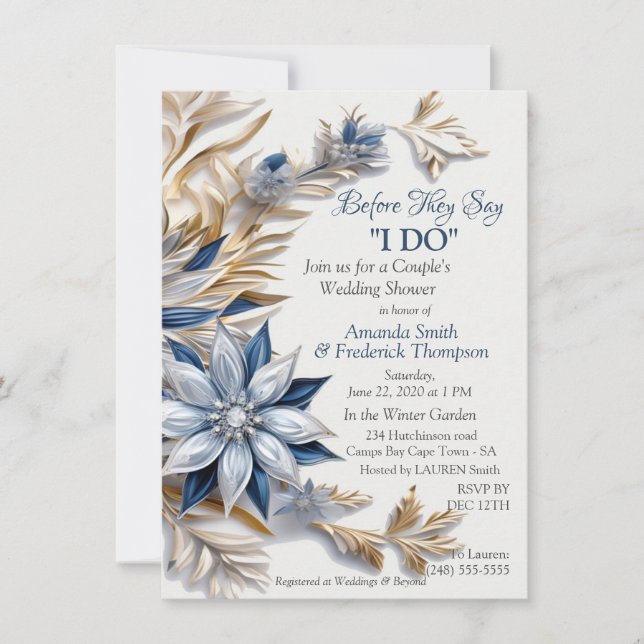 Convite Design de Inverno Festivo de Floco de Neve Único (Frente)