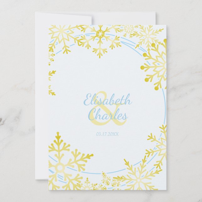 Convite Design de inverno inspirado para casamento com flo (Frente)