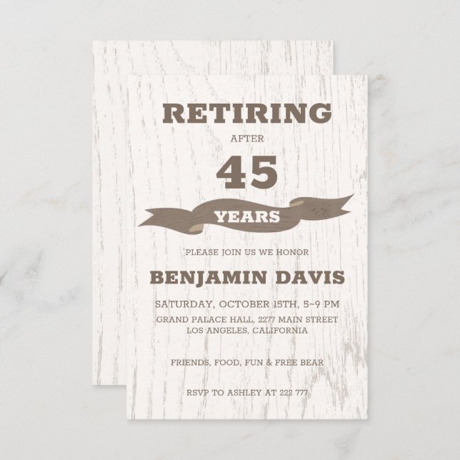 Convite Design de madeira (Frente/Verso)