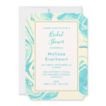 Design de mármore chique em azul-turquesa e creme 