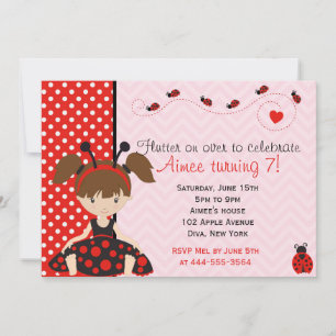 Convite design de menina Ladybird Ladybug