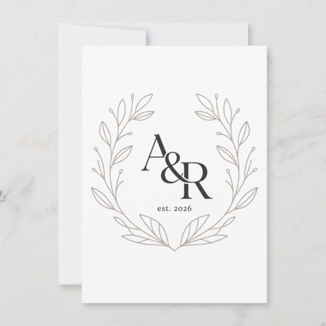 Convite Design de Monograma de Casamento de Luxo Minimalis (Frente)