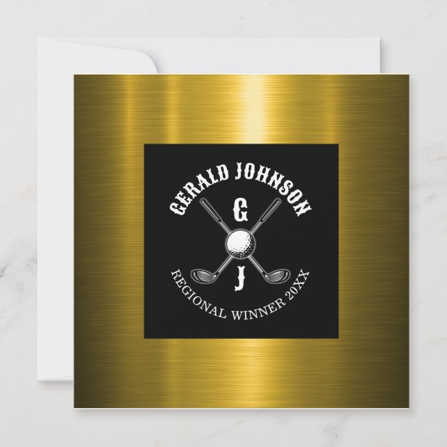 Convite Design de Monograma de Golfe Personalizado Minimal (Frente)