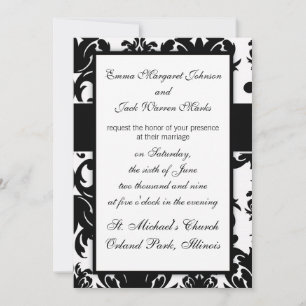 Convite design de ornamentado branco preto-