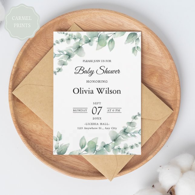 Convite Design de Padrão Floral Verde e Branco Moderno (Modern Green & White Floral Patter Design Invitation)