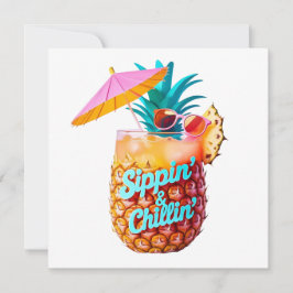 Convite Design de Partido Tropical de Sippin e Chillin
