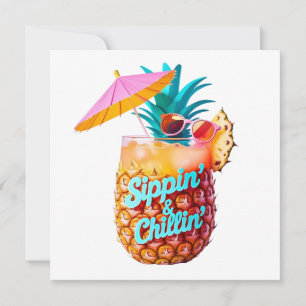 Convite Design de Partido Tropical de Sippin e Chillin